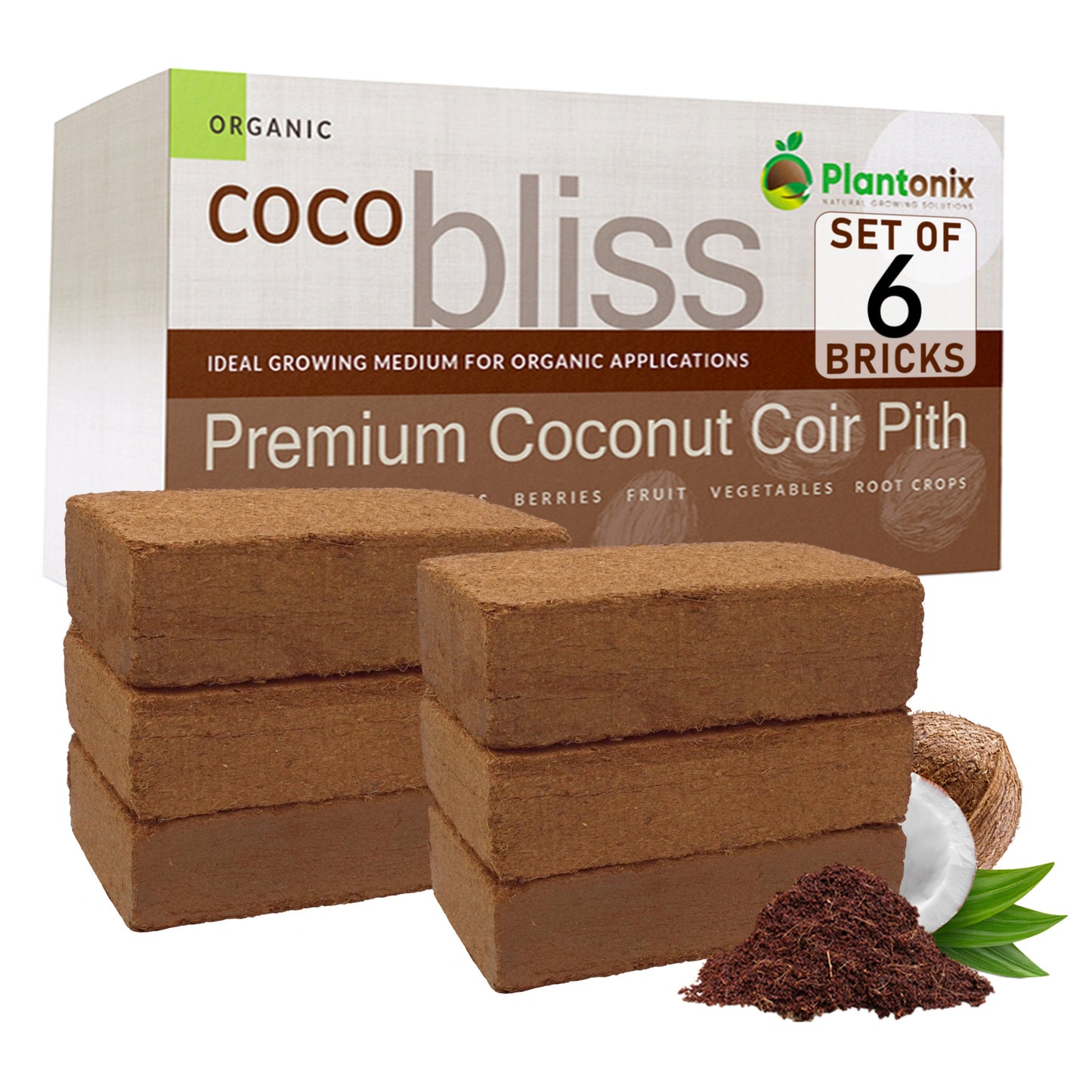 Coco Bliss - 650g Coco Coir Bricks Plantonix