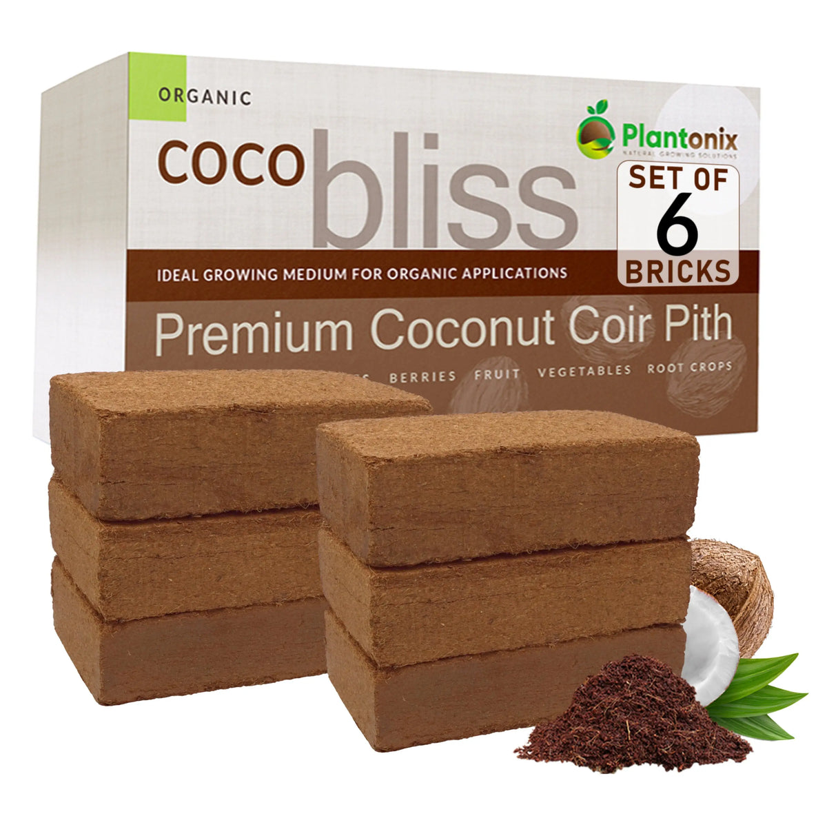 Coco Bliss - 650g Coco Coir Bricks Plantonix